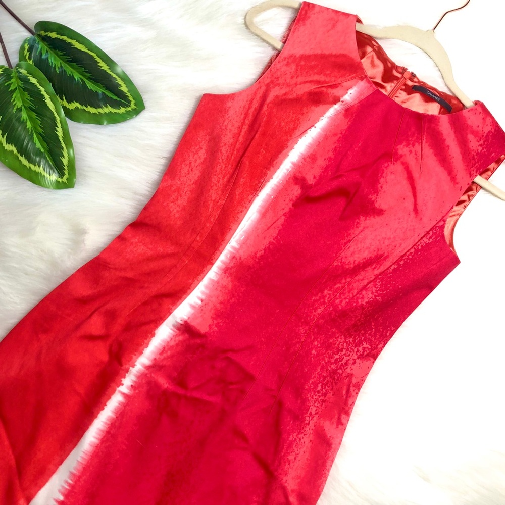Tahari Sleeveless Peach Pink Tie Dye Sheath Dress Size 6 - Picture 13 of 14